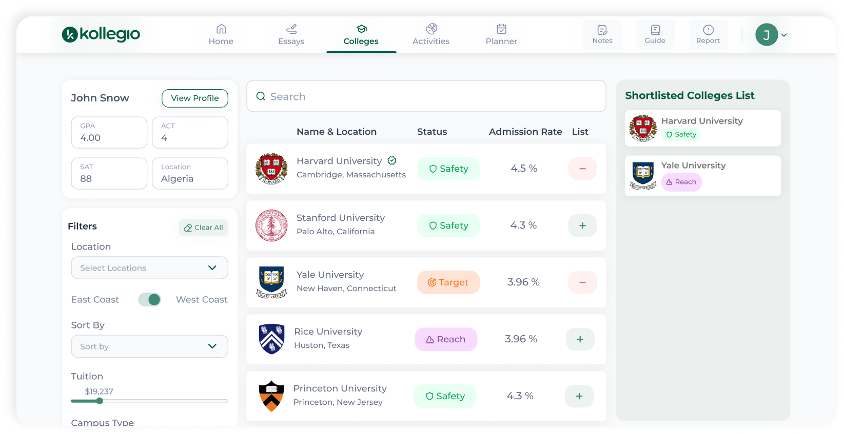 Craft Your Perfect College List Screenshot